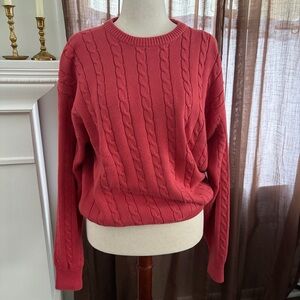 Vintage Greenwich Cotton Cable Knit Coral 
Sweater